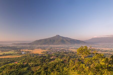 Sunrise with the mist Beautiful landscape for relaxing in thailandの写真素材