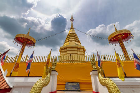 Wat Ton Kain or Ton Kain temple ( Wat Intrarawat ) ,a wooden chapel , Chiangmai, Thailand on May 05,2019のeditorial素材