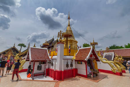 Wat Ton Kain or Ton Kain temple ( Wat Intrarawat ) ,a wooden chapel , Chiangmai, Thailand on May 05,2019のeditorial素材