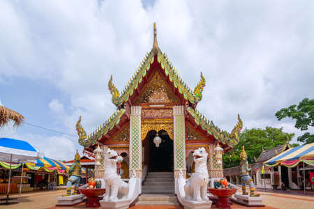 Wat Ton Kain or Ton Kain temple ( Wat Intrarawat ) ,a wooden chapel , Chiangmai, Thailand on May 05,2019のeditorial素材