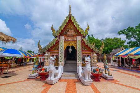 Wat Ton Kain or Ton Kain temple ( Wat Intrarawat ) ,a wooden chapel , Chiangmai, Thailand on May 05,2019のeditorial素材