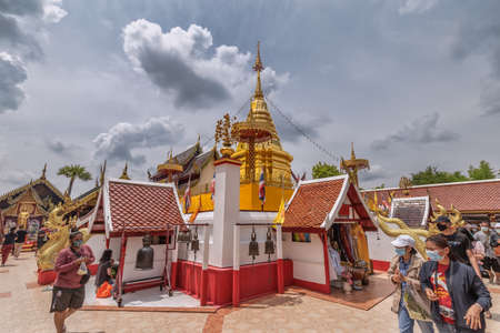 Wat Ton Kain or Ton Kain temple ( Wat Intrarawat ) ,a wooden chapel , Chiangmai, Thailand on May 05,2019のeditorial素材