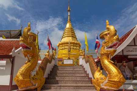 Wat Ton Kain or Ton Kain temple ( Wat Intrarawat ) ,a wooden chapel , Chiangmai, Thailand on May 05,2019のeditorial素材