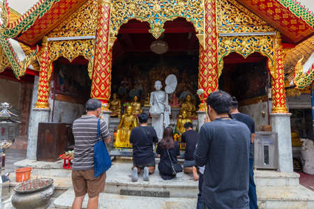 Wat Phrathat Doi Suthep temple or Wat Phra That Doi Suthep Ratchaworawihan,Golden pagoda,On the mountain,in Chiang Mai, Thailand on Jan 09 2019のeditorial素材