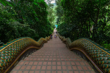Wat Phrathat Doi Suthep temple or Wat Phra That Doi Suthep Ratchaworawihan,Golden pagoda,On the mountain,in Chiang Mai, Thailand on Jan 09 2019のeditorial素材