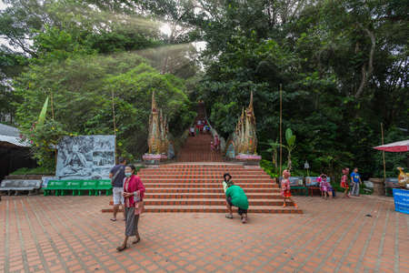 Wat Phrathat Doi Suthep temple or Wat Phra That Doi Suthep Ratchaworawihan,Golden pagoda,On the mountain,in Chiang Mai, Thailand on Jan 09 2019のeditorial素材