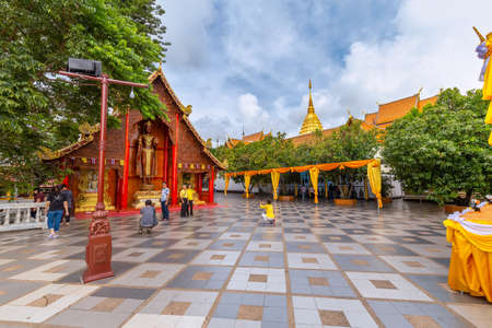 Wat Phrathat Doi Suthep temple or Wat Phra That Doi Suthep Ratchaworawihan,Golden pagoda,On the mountain,in Chiang Mai, Thailand on Jan 09 2019のeditorial素材