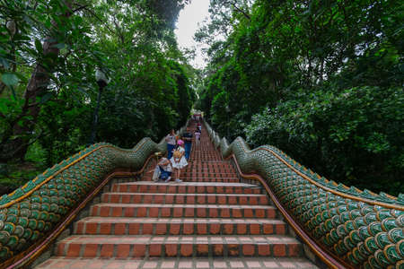 Wat Phrathat Doi Suthep temple or Wat Phra That Doi Suthep Ratchaworawihan,Golden pagoda,On the mountain,in Chiang Mai, Thailand on Jan 09 2019のeditorial素材