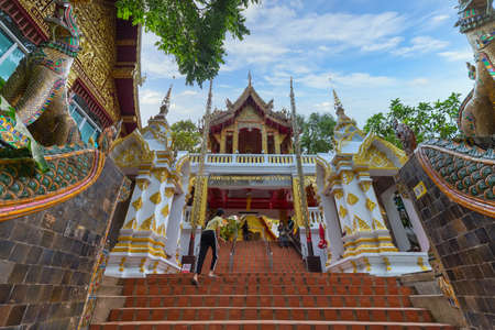 Wat Phrathat Doi Suthep temple or Wat Phra That Doi Suthep Ratchaworawihan,Golden pagoda,On the mountain,in Chiang Mai, Thailand on Jan 09 2019のeditorial素材