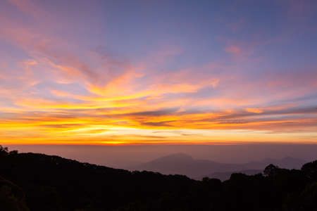 Beautiful sunset at Doi Inthanon National Park, Chiang Mai, Thailandの写真素材