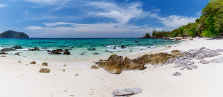 Panorama of Seychelles beach, Anse Lazioの写真素材