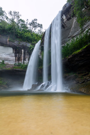 Waterfall in the forest, Khao Yai National Park, Thailandの写真素材
