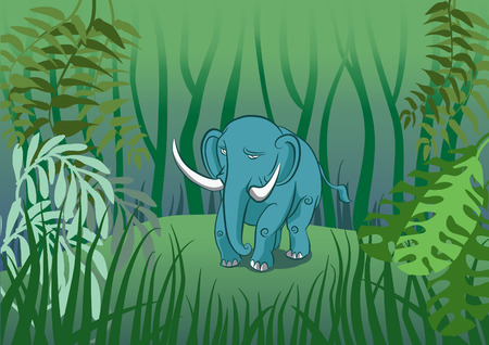 Elephant in the woodのイラスト素材