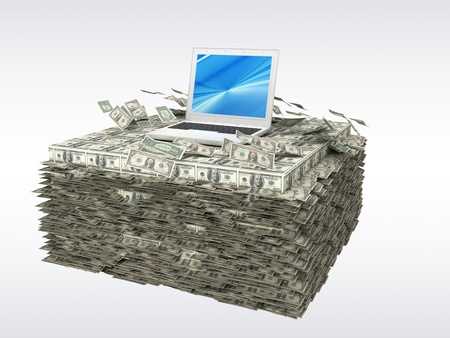 Laptop moneyの写真素材