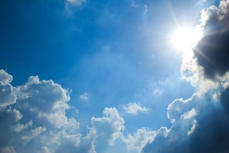 sky with clouds and sunの写真素材