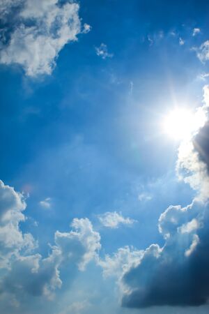 sky with clouds and sunの写真素材