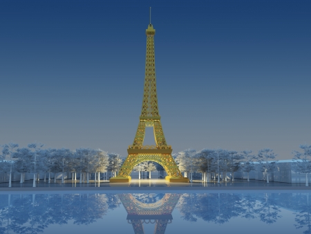 Effel Gold Concept 3d Renderの写真素材