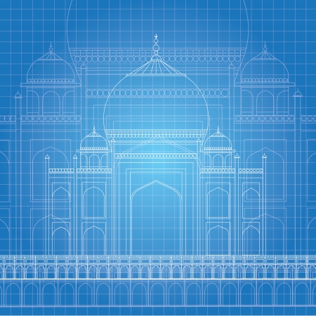Vector of Blue print Taj Mahalの写真素材