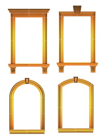 Golden picture frames collection  3dの写真素材