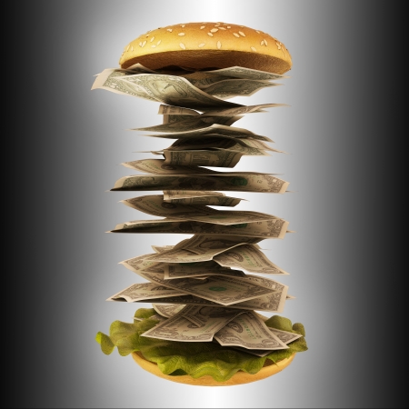 This photo is Hamburger with moneyの写真素材