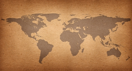 World map of paper recycle concept