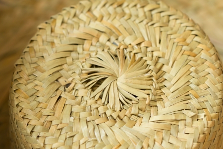 Top view of a round straw hat