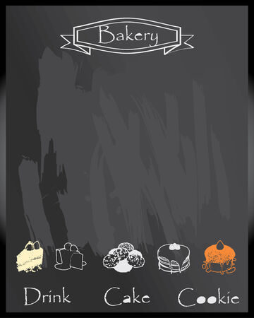 Bekery Menu set hand drawn on chalkboard Restaurantのイラスト素材