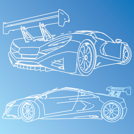 Sports Car Sketch Blueprintのイラスト素材