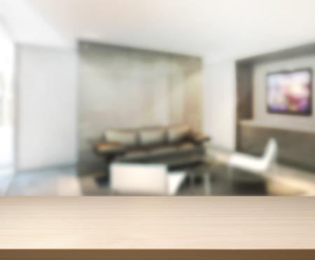 Wood Table Of Background in Living roomの写真素材