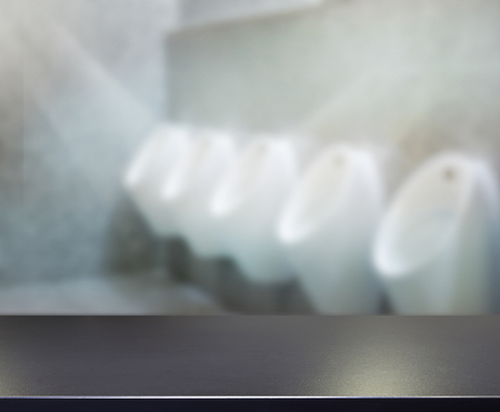 Wood Table Of Background in toilet roomの写真素材