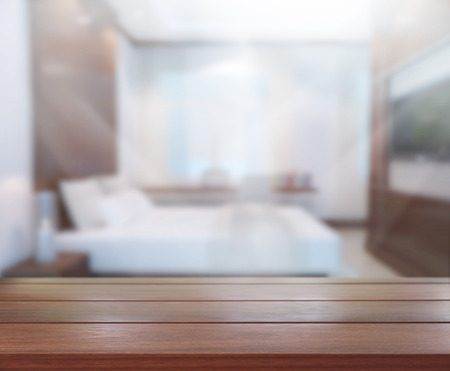 Table Top And Blur Background In the Bedroomの写真素材