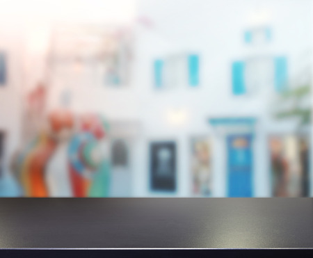 Table Top And Blur Building Of Backgroundの写真素材