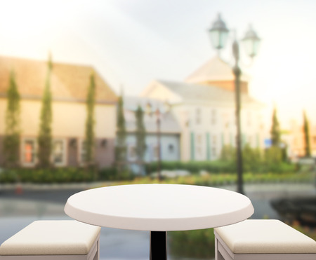 Table Top And Blur Building Of Backgroundの写真素材