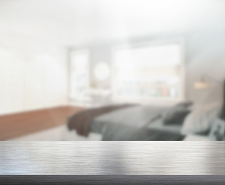 Table Top And Blur Background In the Bedroomの写真素材