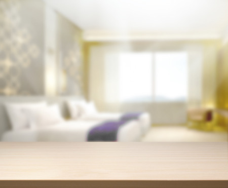 Table Top And Blur Background In the Bedroomの写真素材