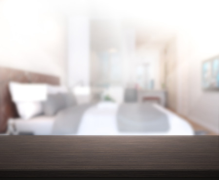Table Top And Blur Background In the Bedroomの写真素材