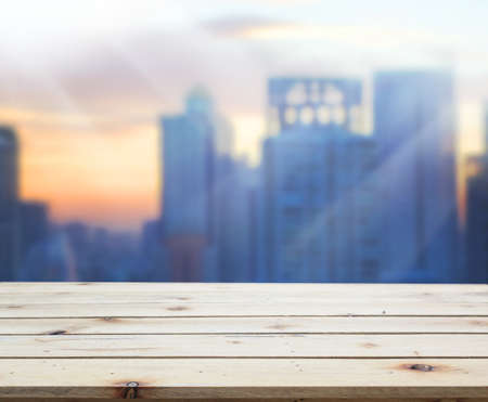 Table Top And Blur Building Of Backgroundの写真素材