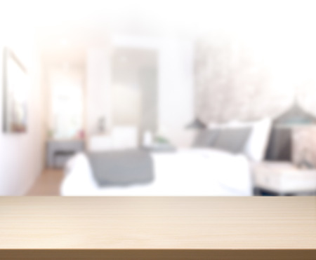 Table Top And Blur Background In the Bedroomの写真素材