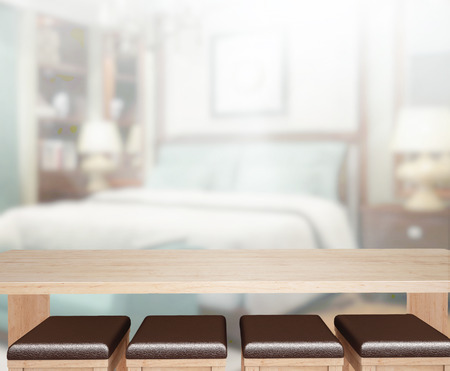 Table Top And Blur Background In the Bedroomの写真素材