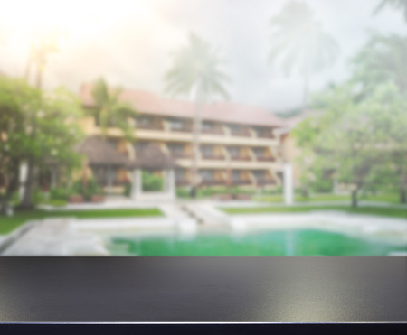 Table Top And Blur Building Of the Backgroundの写真素材