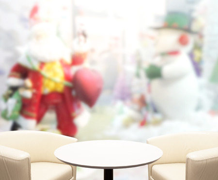 Wood Table Top Background In the Holidayの写真素材