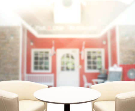 Table Top And Blur Building Of The Backgroundの写真素材