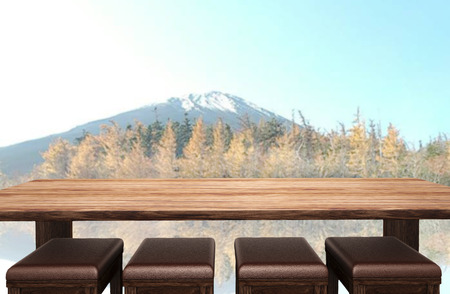 Table Top And Blur Nature of the Backgroundの写真素材