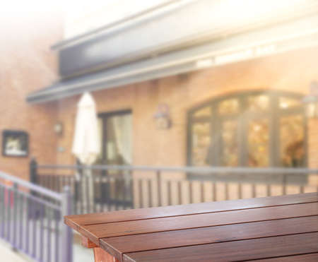 Table Top And Blur Building Of The Backgroundの写真素材