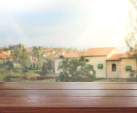 Table Top And Blur Building Of the Background