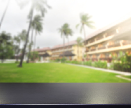 Table Top And Blur Building Of The Backgroundの写真素材