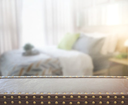 Table Top And Blur Background In the Bedroomの写真素材