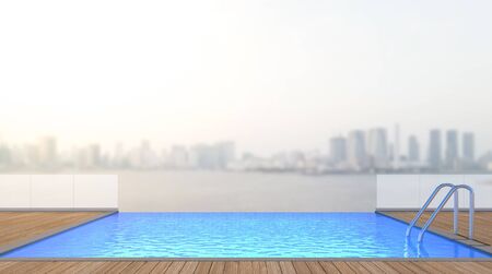 Swimming Pool And Terrace Of The Blur Exterior Backgroundの写真素材