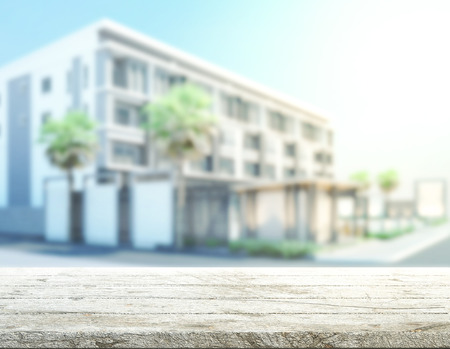 Table Top And Blur Building Of The Backgroundの写真素材