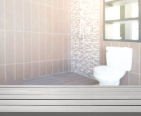 Table Top And Blur Bathroom of the Backgroundの写真素材